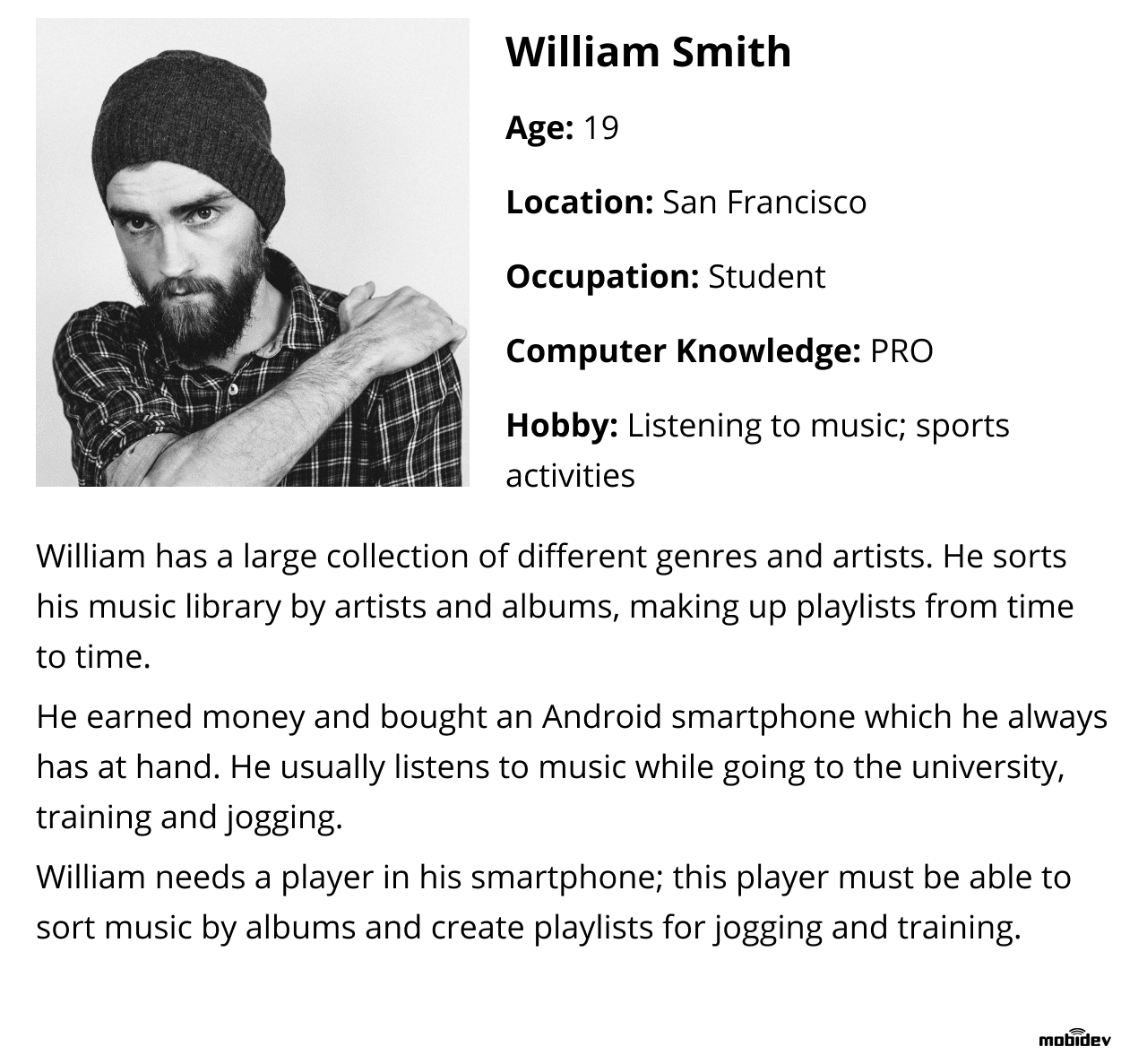 Example of the user persona for UI/UX Example of the user persona for UI/UX