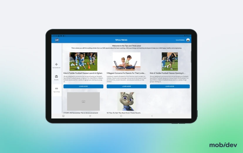Project Scope of the Kids Sports App Development